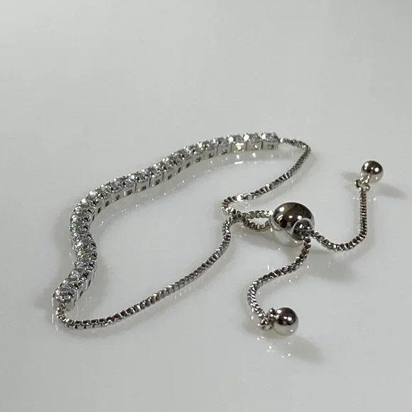 Sterling Silver Adjustable Tennis Bracelet - Picture 4 of 10